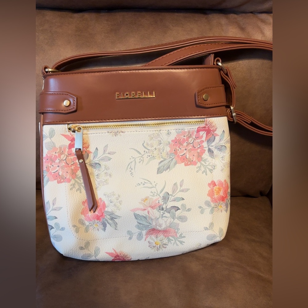 Fiorelli Floral Crossbody Bag in White and Brown